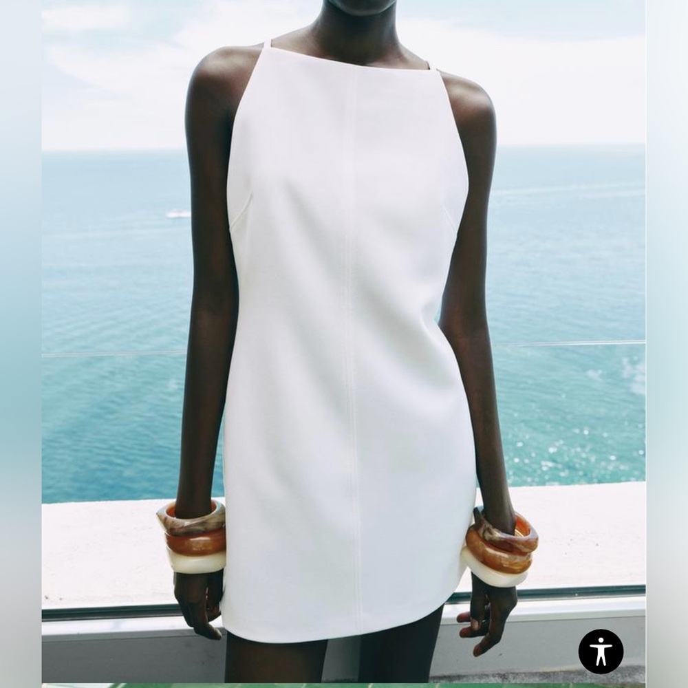 Zara Mini Dress ZE Collection - White, Size Small